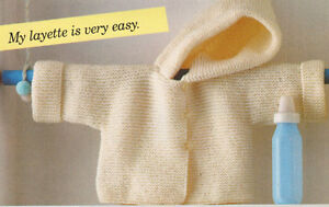 Details About Easy Beginner Garter Stitch Baby Hooded Jacket Set Aran Knitting Pattern