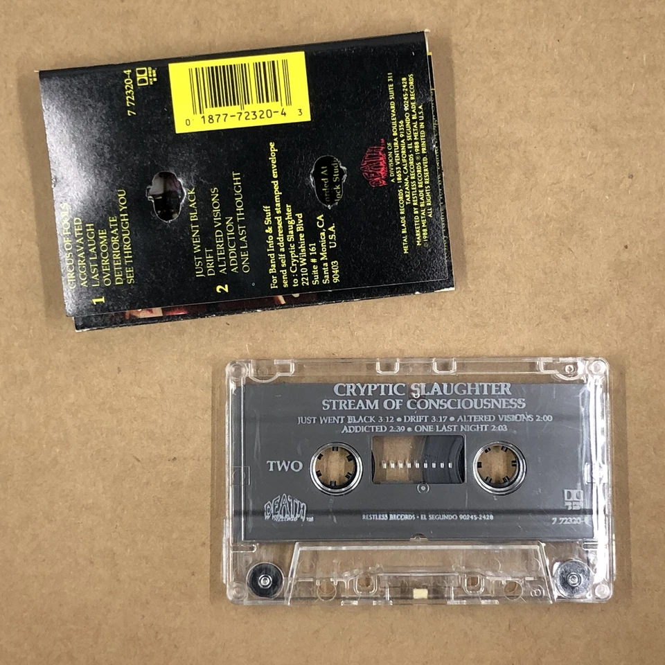 CRYPTIC SLAUGHTER Cassette Tape 80s Metal Thrash STREAM OF CONSCIOUSNESS - Image 3 of 4