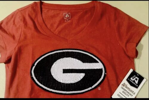UGA University Of Georgia Bulldogs Ladies NCAA Women’s Bling Shirt (S) - Picture 4 of 4
