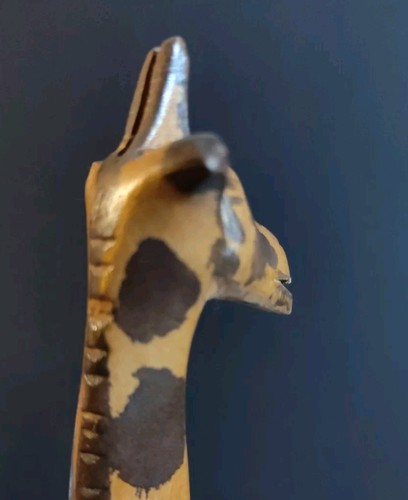 Statuina giraffa africana in legno intagliato e dipinto a mano statua Kenya arte fauna selvatica - Foto 8 di 10