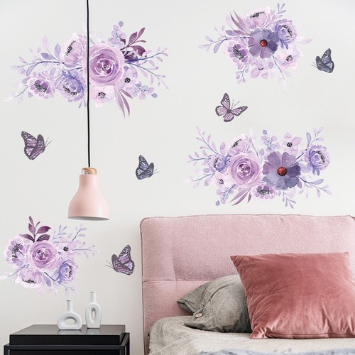 Décoration Murale Sticker Mural Fleurs Et Papillons Noir - Autocollant Amovible Pour Chambre, Salon - Déco Facile Et Moderne Autocollant Fleurs Papillons