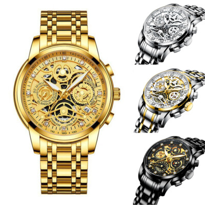 Herren Armbanduhr Uhren Analog Quarz Luxus Chronograph Sport