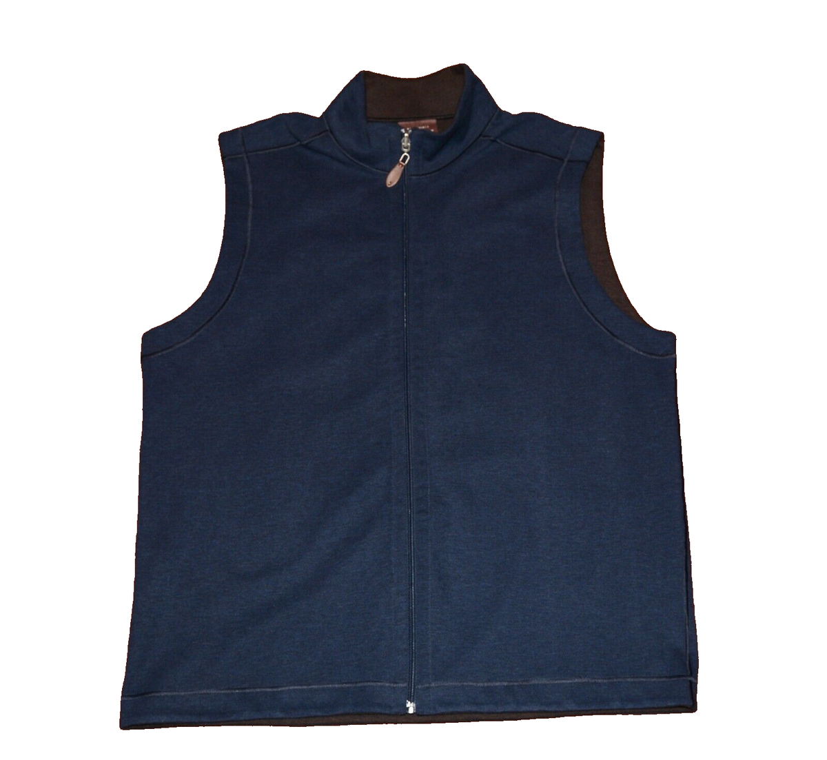 JOHNSTON MURPHY Reversible Full Zip Gilet Vest Blue Dark Brown