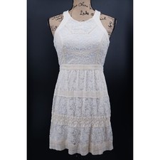 AMERICAN EAGLE Women Dress 0 Ivory Embroidered Floral Lace Sleeveless