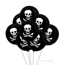 12 Pack Skull & Crossbones Party Balloons  Jolly Rogers Pirate Theme 12"