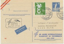BUNDESREPUBLIK 27.9.1958, 40 Jahre FLUGPOST AUA-Jubiläumsflug „FRANKFURT – WIEN“