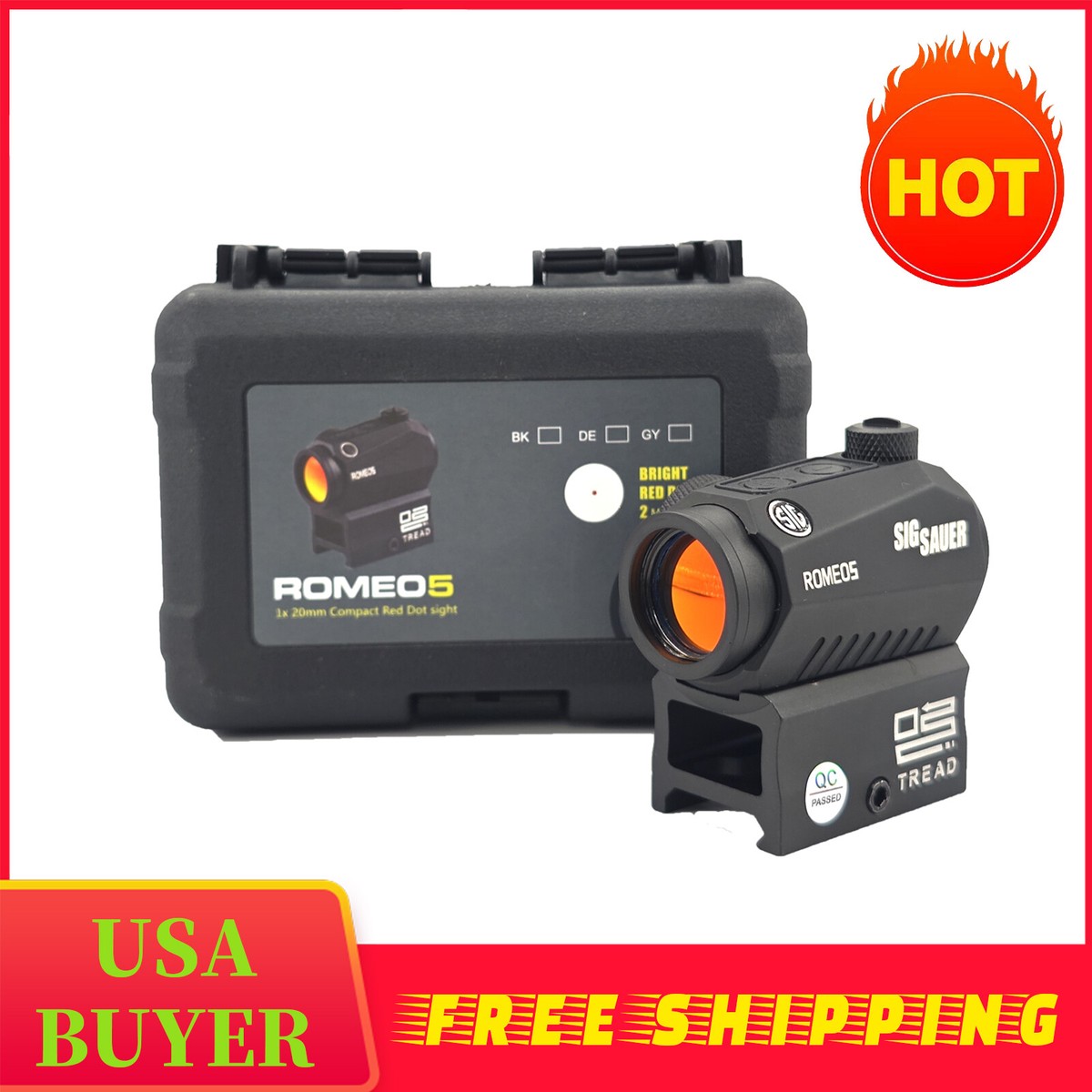 SIG SAUER ROMEO5 1x20mm Red 2 MOA Dot Sight - Black