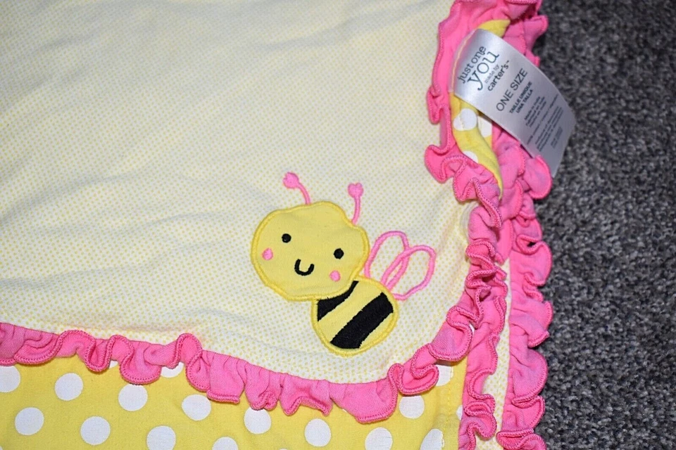 E1 Carter's Amarillo ABEJA Lunares Volantes Jersey Tejido Recepción Bebé Cuna Manta Foto 3 de 4