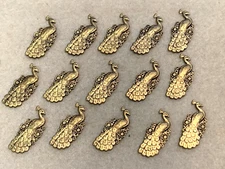 NEW ITEM*INVENTORY SALE * 15pc. VTG. STURDY ENGRAVED SOLID BRASS PEACOCK PIECES