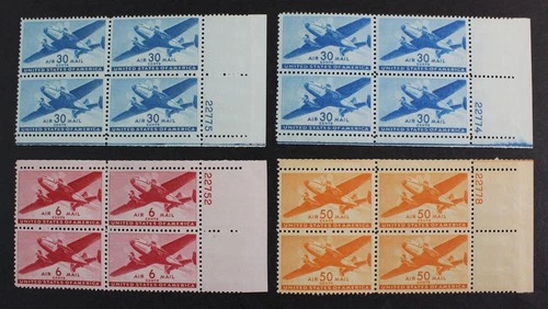 CKStamps: US Stamps Collection Scott#C25/C31 Block Mint NH OG Incomplete