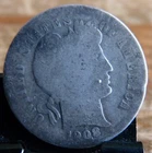 United States 1908  10 Cents Barber Dime  90% Silver Liberty Head Wreath