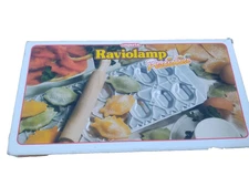 Vintage Imperia ~ Raviolamp~  12-Piece Ravioli Maker with wooden roller.  Italy