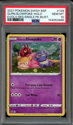 Pokemon TCG SWSH Evolving Skies Blister Pack #SWSH126 Galarian Slowpoke PSA 10