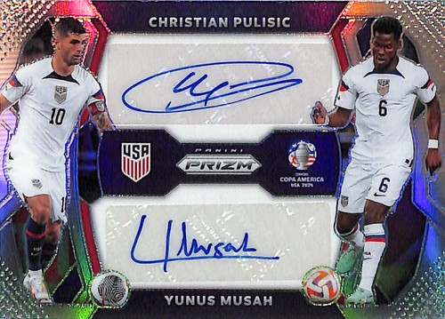 Christian Pulisic / Yunus Musah #DS-CY 2024 Panini Prizm Copa America Dual Signatures card