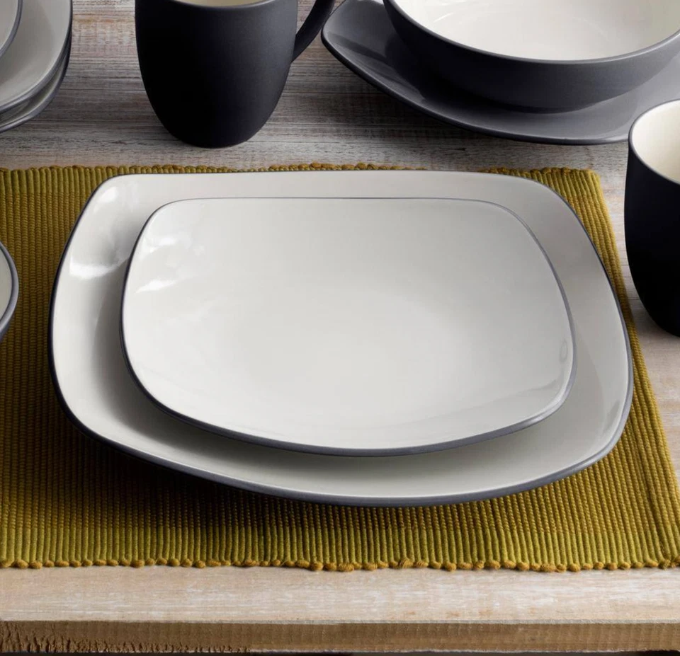 NORITAKE COLORWAVE BLACK GRAPHITE SQUARE SALAD PLATE 8" STONEWARE 4 PCS SET NEW - Image 4 of 4