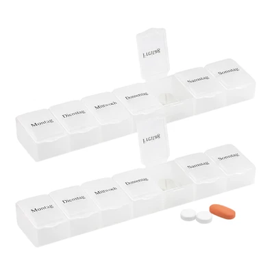 2 Pillenbox 7 Tage Tablettenbox Pillendose Woche klein Medikamentenbox Tabletten - Bild 1 von 4