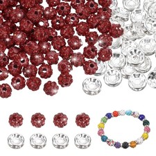 200 Pcs 6mm Rhinestone Spacer Beads for Jewelry Making, Dark Red
