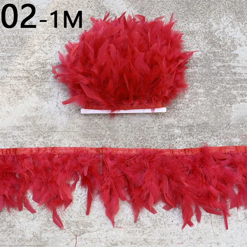 Cinta de recorte esponjosa con flecos de plumas de avestruz de 1 metro hágalo usted mismo decoración artesanal Foto 3 de 4