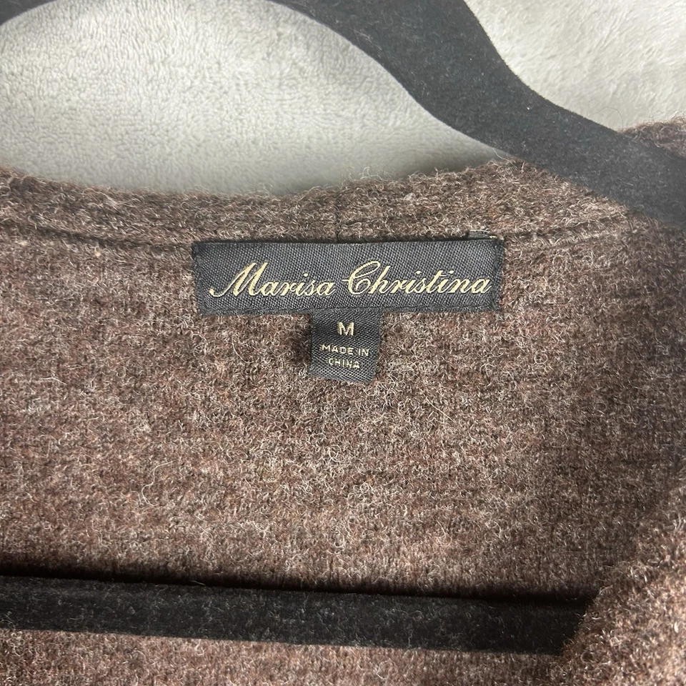 Marisa Christina Cardigan Womens M Brown 100% Wool Sweater Duster - Image 2 of 4