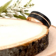 Faceted Matt Finish Christmas Gifts Band 8mm Polished Rose Gold Tungsten Ring