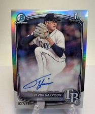 2025 Bowman Chrome 1ST BOWMAN AUTO Trevor Harrison Refractor /499 Tampa Bay Rays