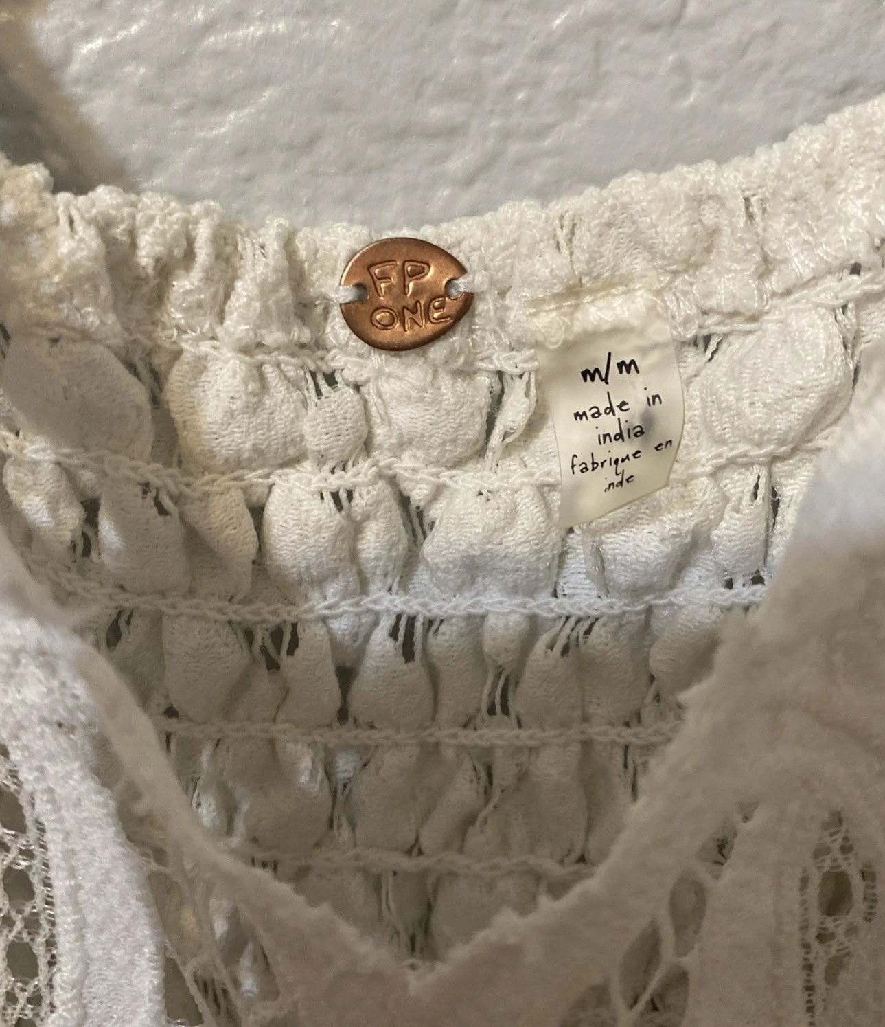 OFF WHITE Free People One Adella Vestito Slip Donna Med. Cinturino in pizzo bianco panna con volant boho