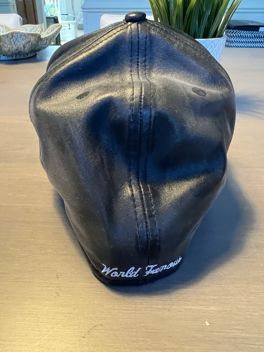 Supreme Black Leather New Era Box Logo Hat FW15 release 7 5/8