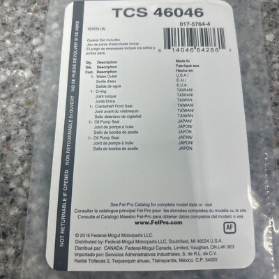 Engine Crankshaft Seal Kit Fel-Pro TCS 46046