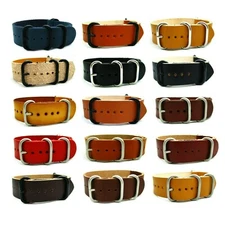 HNS Handmade Calf Leather Brushed/PVD Military Watch Replacement Strap/Band