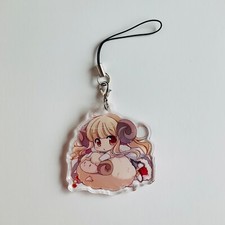 Kawaii Blonde Anime Girl Goat Ram Horns Cell Phone Strap Charm Rare Japan