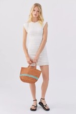 253543 Urban Outfitters UO Tatum Smocked Mini Dress White Bodycon Cutout L NWT