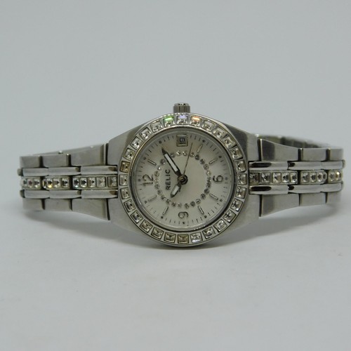 RELIC ZR11788*S All St. Steel Quartz Analog Women's Watch Sz. 7" New Battery - 第 1/10 張圖片