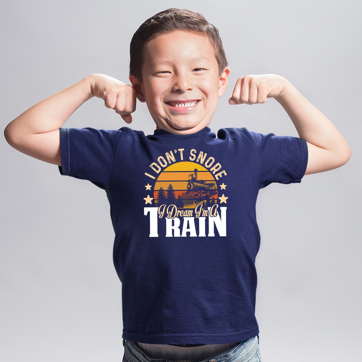 Vintage Steam Train T Shirt Boys I Don't Snore I Dream I'm A Train