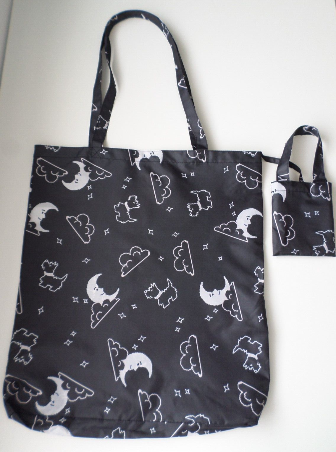 RADLEY - DOG AND THE MOON  - BLACK FOLDAWAY TOTE SHOPPER - DOG & MOON - RRP £16