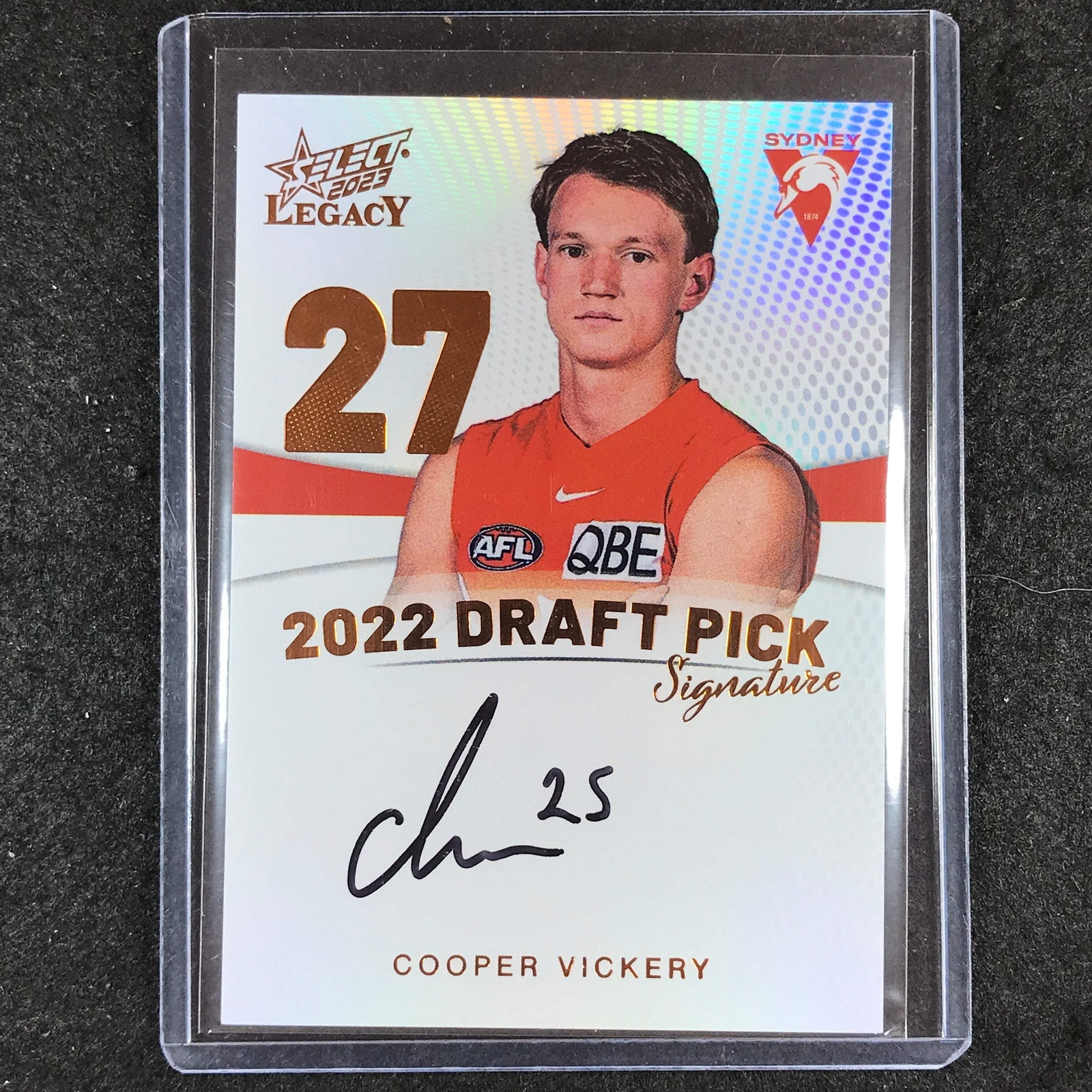2023 Select AFL Legacy COOPER VICKERY Draft Pick Signature Copper 80/