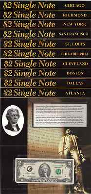 2003-A $2 Bill BEP 10 Note District Set Serial # ''2009'' Issue Fr 1938 OGP