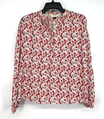 Universal Thread Top Womens Size Small Floral Print Long Sleeve V Neck Button Up