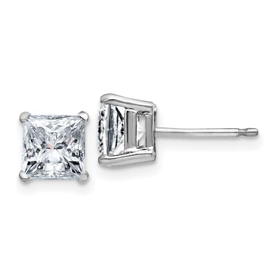 Ohrringe 14 Karat Weißgold 1,50 kt 5 mm Princess G H I True Light Moissanit