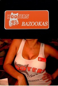 Hooters Girl Uniform Bazookas Name Tag Halloween Costume Pin Badge Accessory 