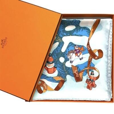 beautiful condition HERMES silk scarf Carre 90, Christmas at