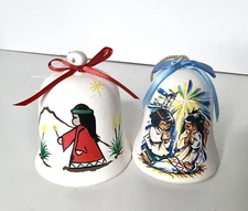 Native American Indian Bell Ornaments Plaster Hand painted Screen Print Lot 2