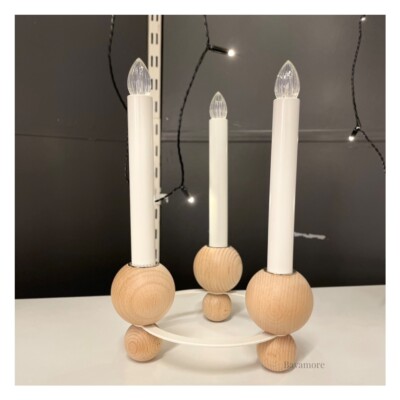 ikea STRÅLA LED 3-Armed Candelabra Beech Battery Operated 11