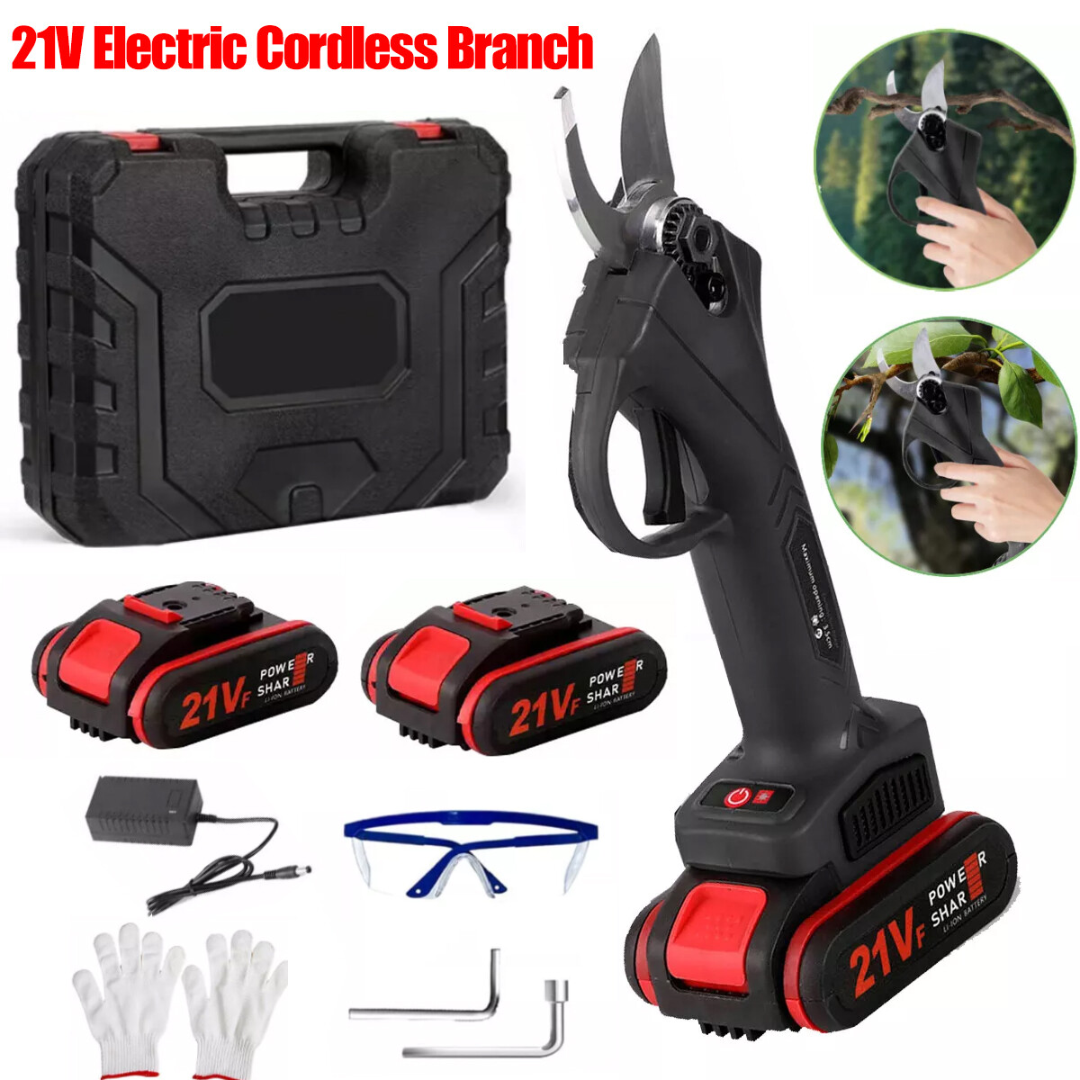 21V Cordless Branch Scissors 30mm Pruner Garden Shear Cutter  