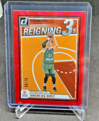 2024/25 Donruss Basketball Euroleague Reigning 3's ANDREAS OBST RED 68/75 #4