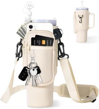 Water Bottle Carrier Bag w/Pocket for Stanley 40oz Tumbler Insulated Sleeve Case