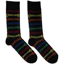 Grateful Dead - Colored Logos Pattern - Black Socks US Size 6.5-11.5
