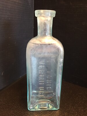 B24) DR. D. JAYNE S tonic vermifuge philadelphia bottle 1890's 6 3/4  AQUA