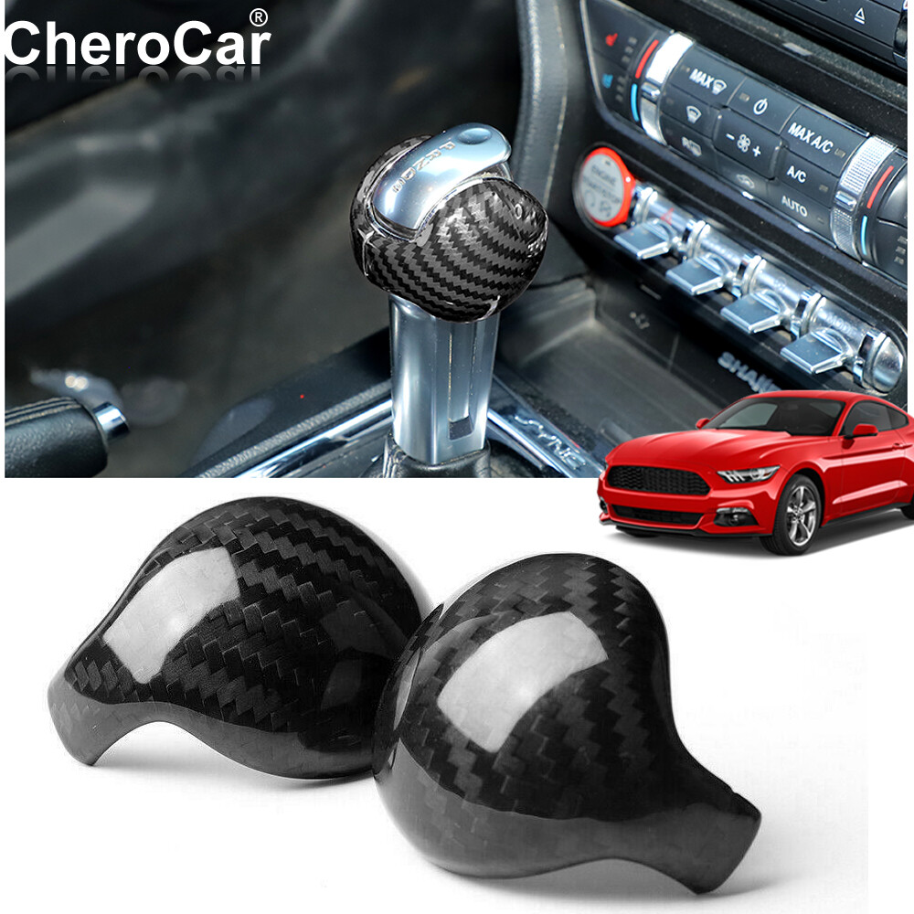 Carbon Fiber Gear Shift Knob Cover Trim Decor Accessories For Ford Mustang 15-22
