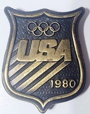 Brass Belt Buckle Bergamot Vintage Brass Works 1980 USA Olympics Mens Accessory