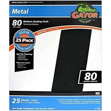 Gator 9" x 11" Emery Cloth Sanding Sheets, 80 Grit, 25 Pack